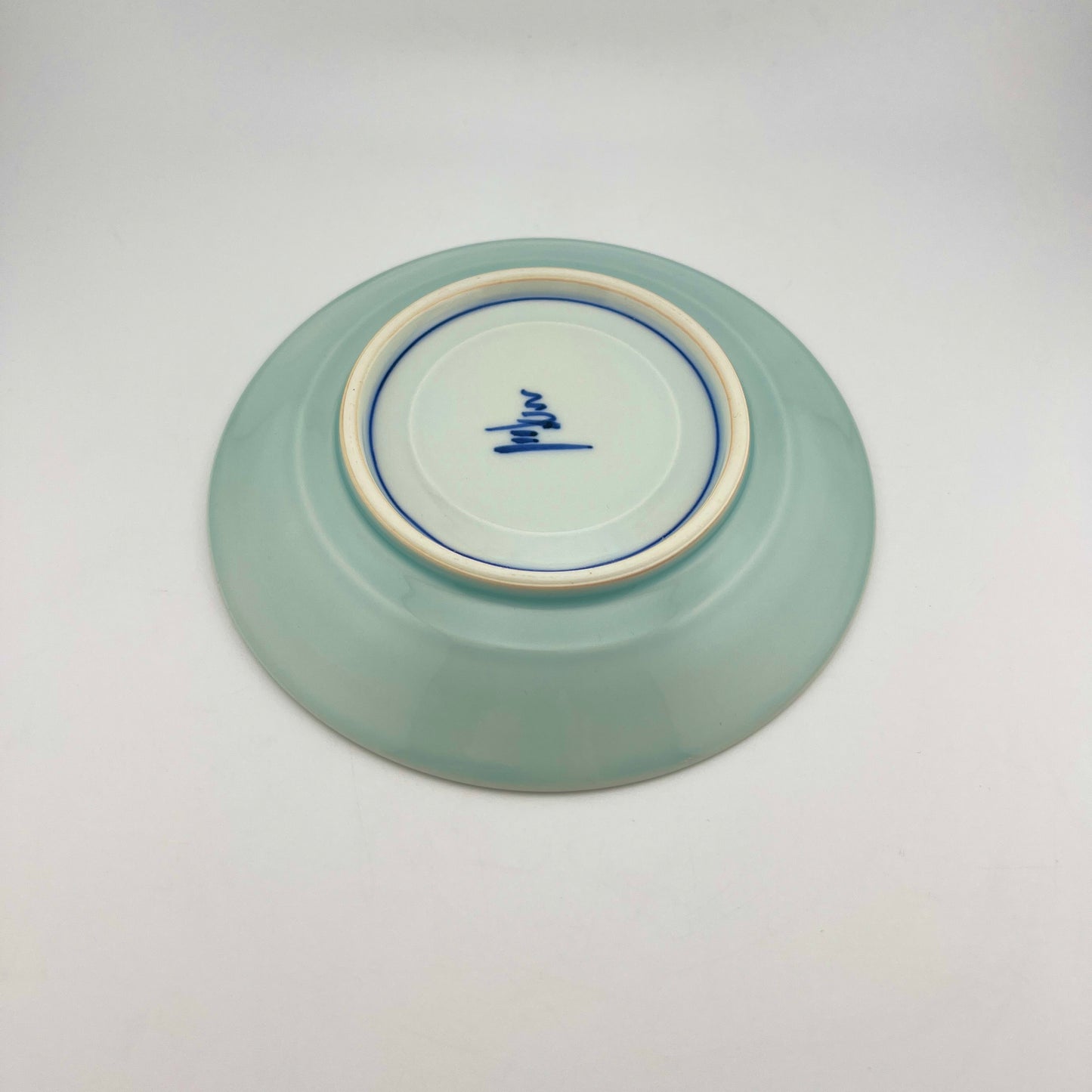 伊万里焼 文三窯 青磁椿絵碗皿