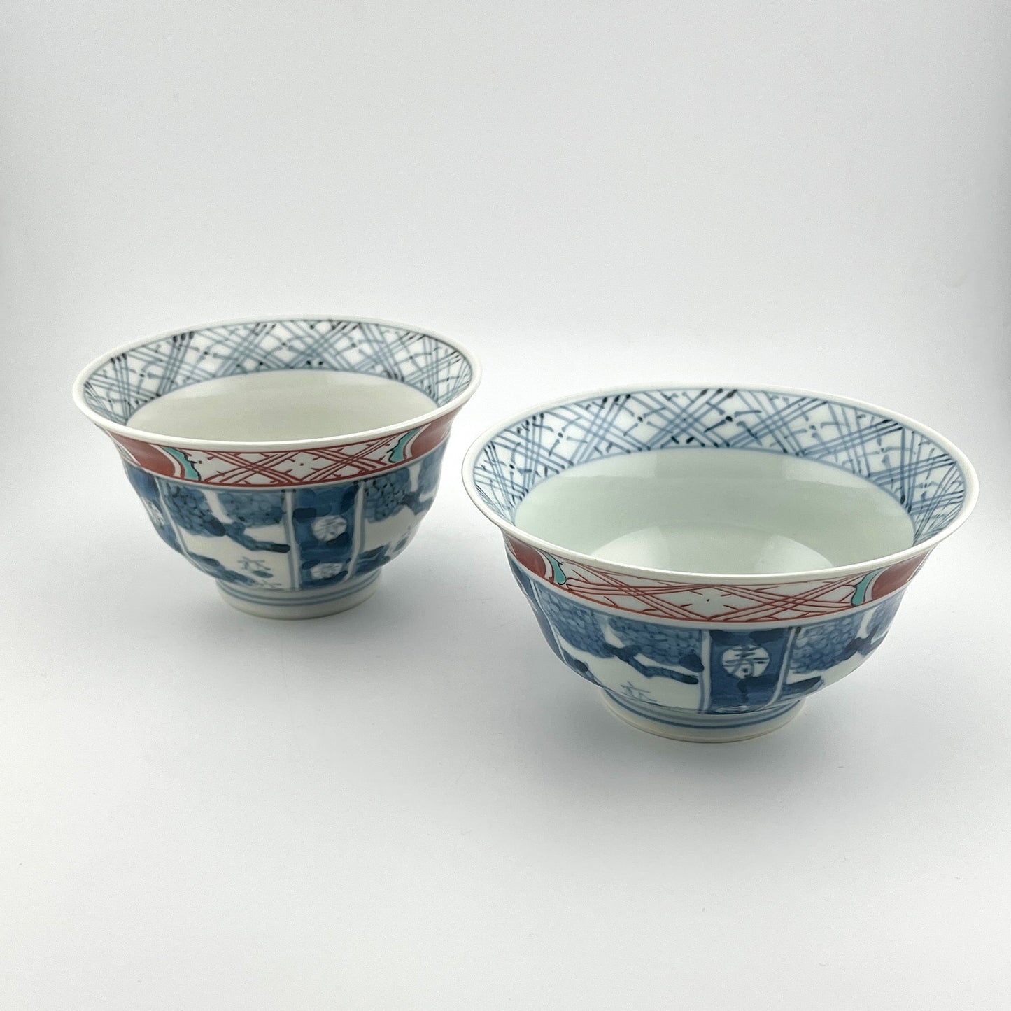 伊万里焼 文三窯 染錦寿紋飯椀(小)