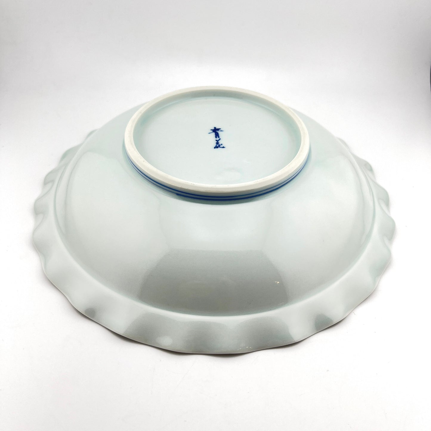 有田焼 青花 しん窯 間取異人 輪花7寸スープ皿