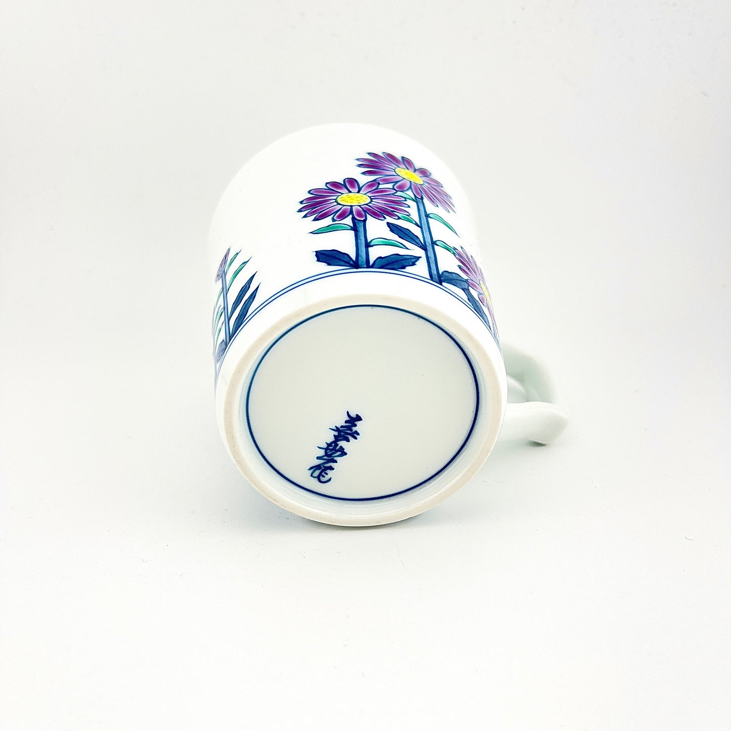 有田焼 舘源窯 舘林喜助作 染錦紫苑マグカップ コーヒーカップ