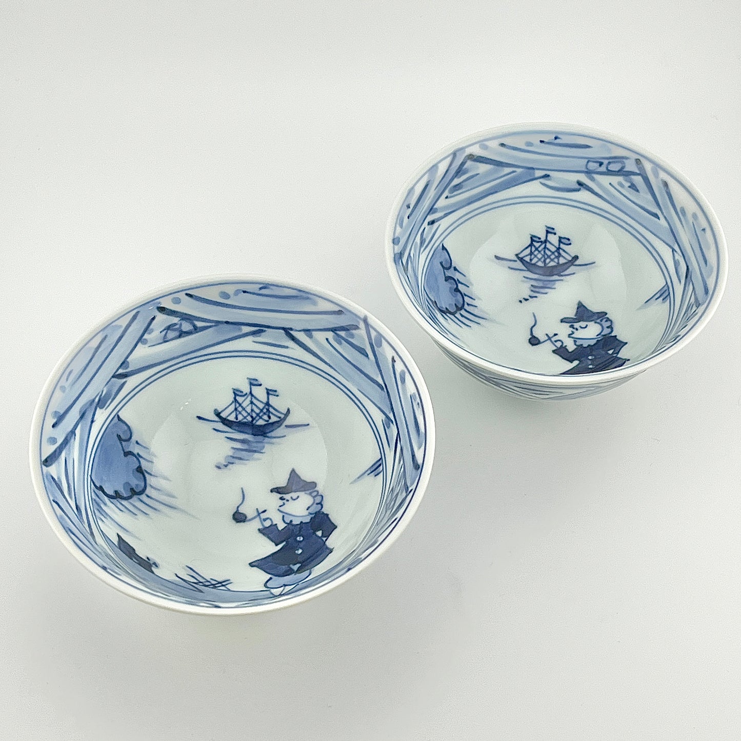 有田焼 青花 しん窯 長崎紋 3.5寸反飯椀