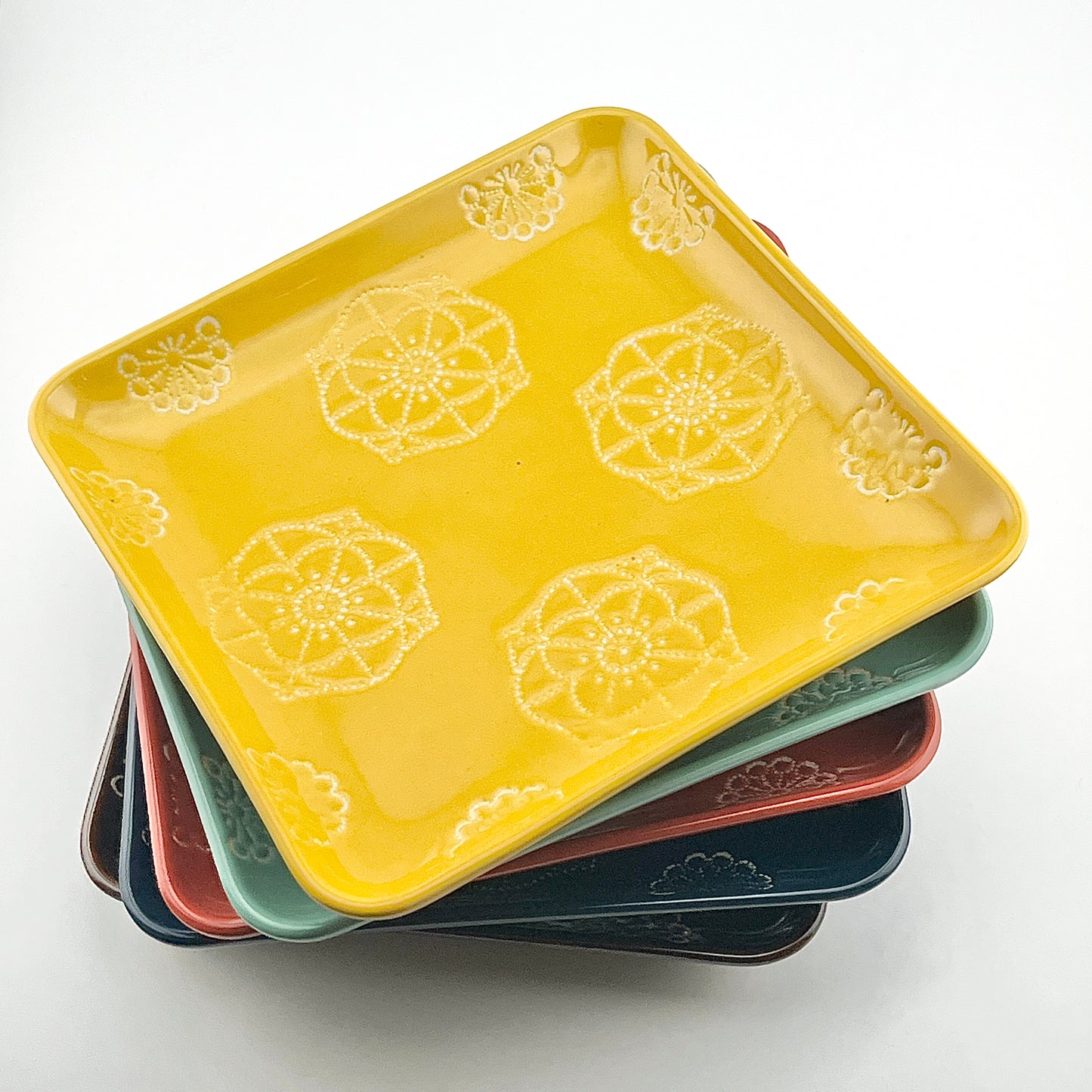 波佐見焼 藍染窯 ステッチ 正角皿