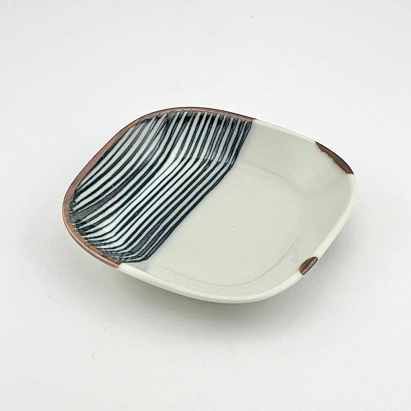 波佐見焼　福峰窯　ハーフライン　角小皿