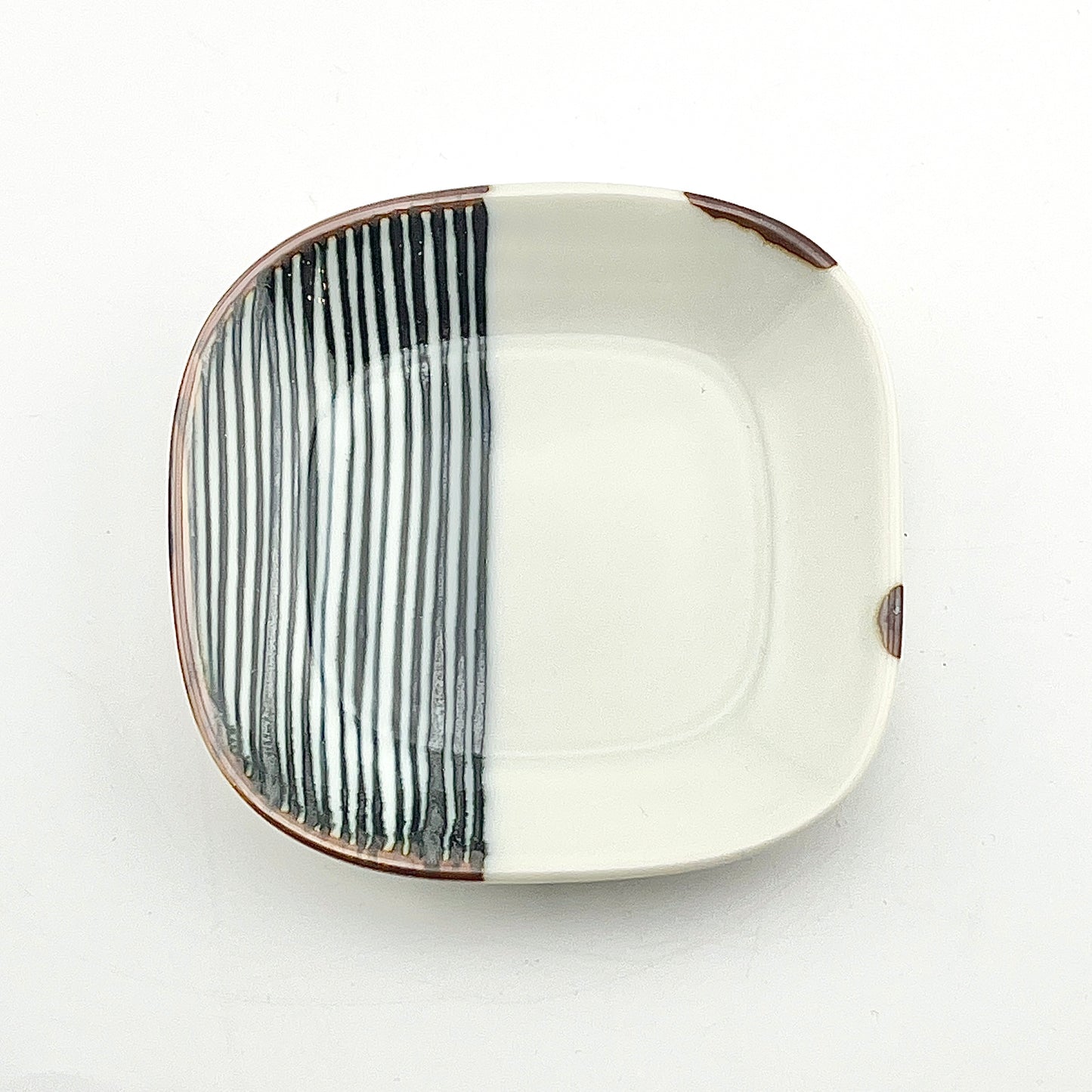 波佐見焼　福峰窯　ハーフライン　角小皿