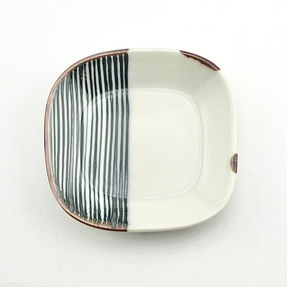 波佐見焼　福峰窯　ハーフライン　角小皿
