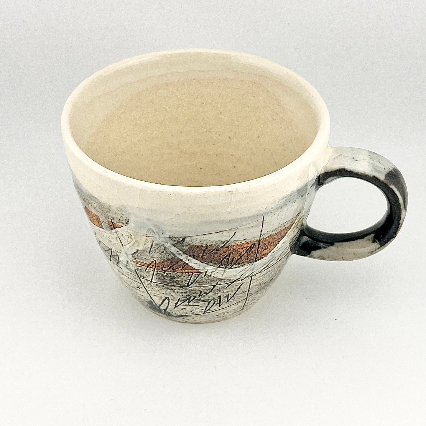 美濃焼　鶴林窯　線刻　ビッグマグ