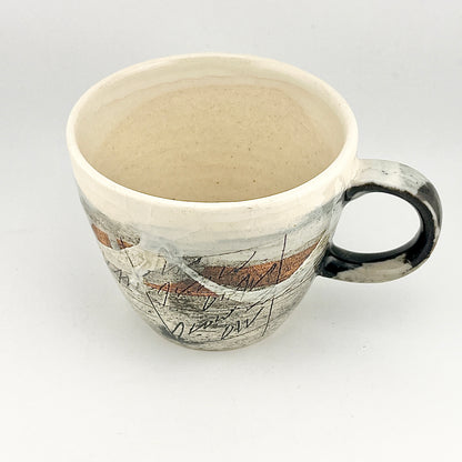 美濃焼　鶴林窯　線刻　ビッグマグ