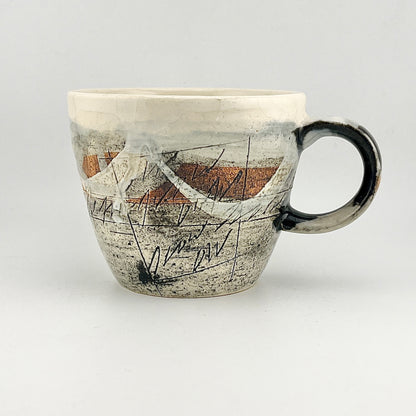 美濃焼　鶴林窯　線刻　ビッグマグ