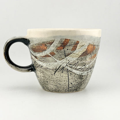 美濃焼　鶴林窯　線刻　ビッグマグ