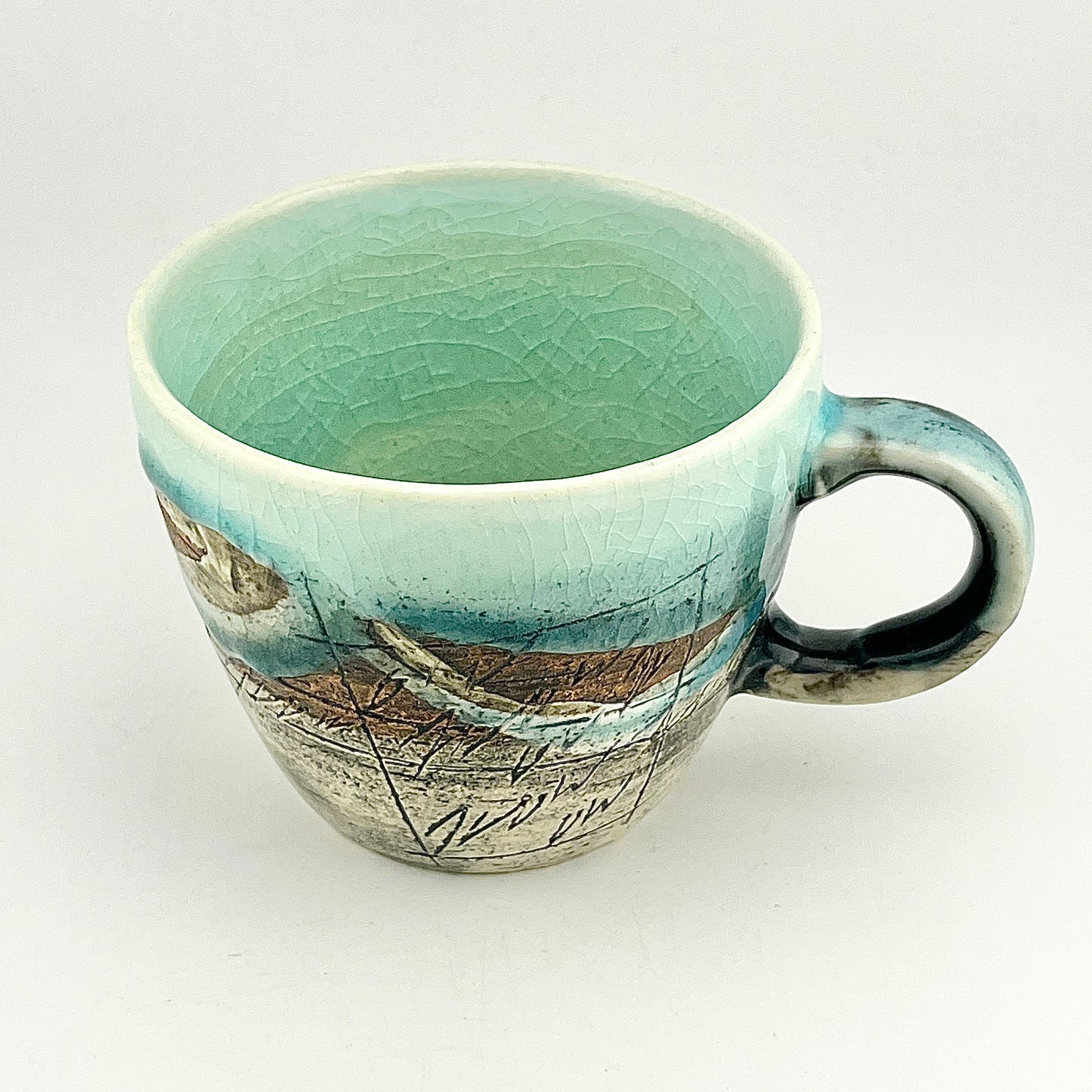 美濃焼　鶴林窯　線刻　ビッグマグ