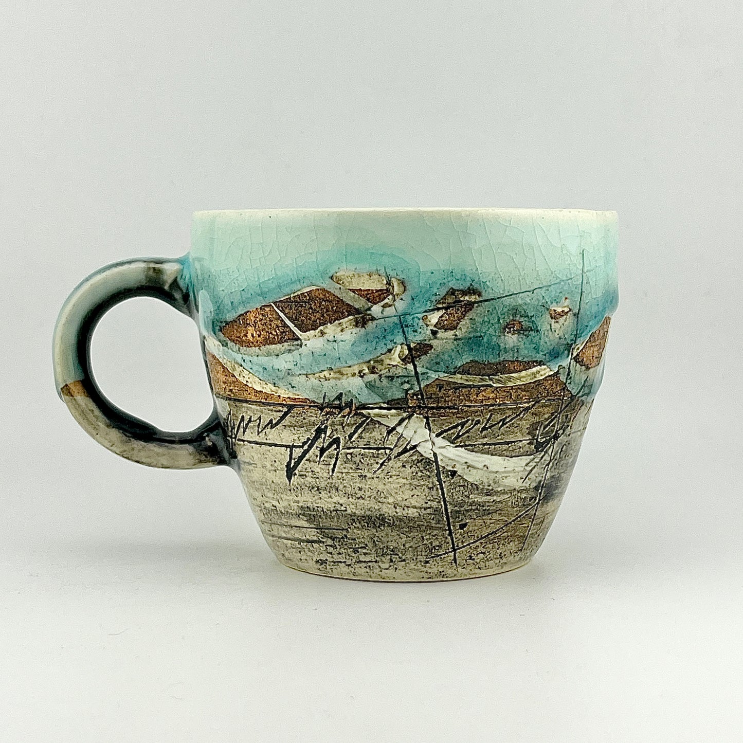 美濃焼　鶴林窯　線刻　ビッグマグ