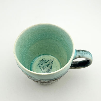 美濃焼　鶴林窯　線刻　ビッグマグ