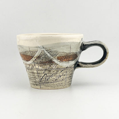 美濃焼　鶴林窯　線刻　カップ＆ソーサー