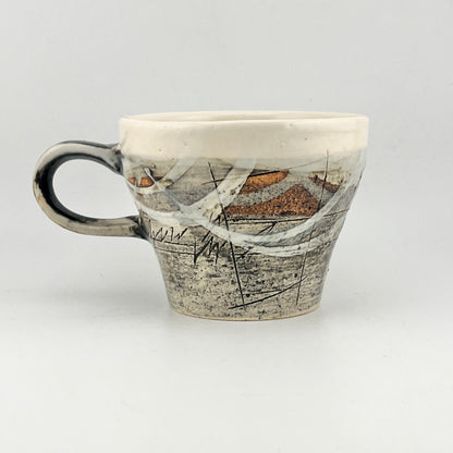 美濃焼　鶴林窯　線刻　カップ＆ソーサー