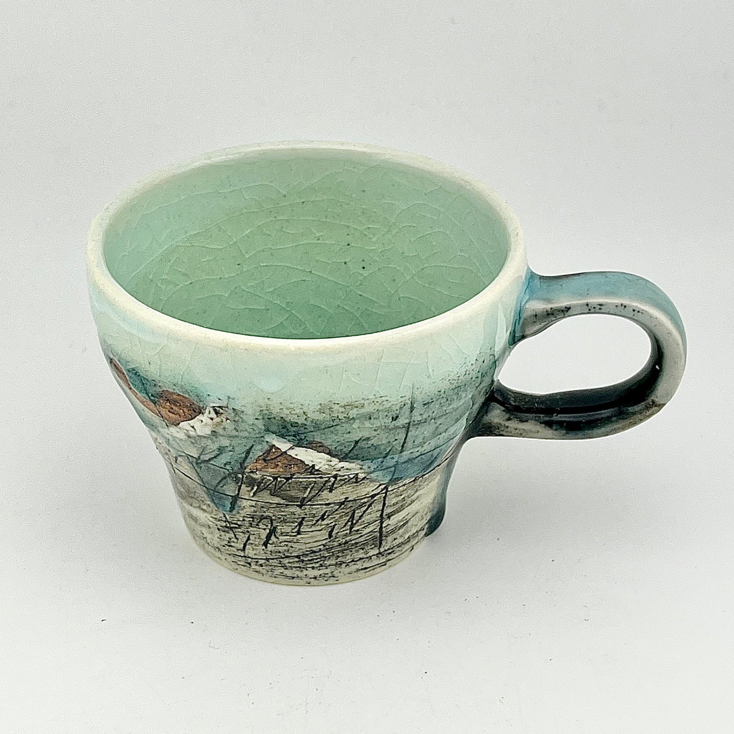 美濃焼　鶴林窯　線刻　カップ＆ソーサー