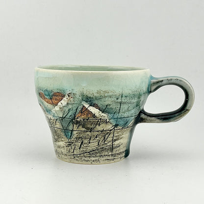 美濃焼　鶴林窯　線刻　カップ＆ソーサー