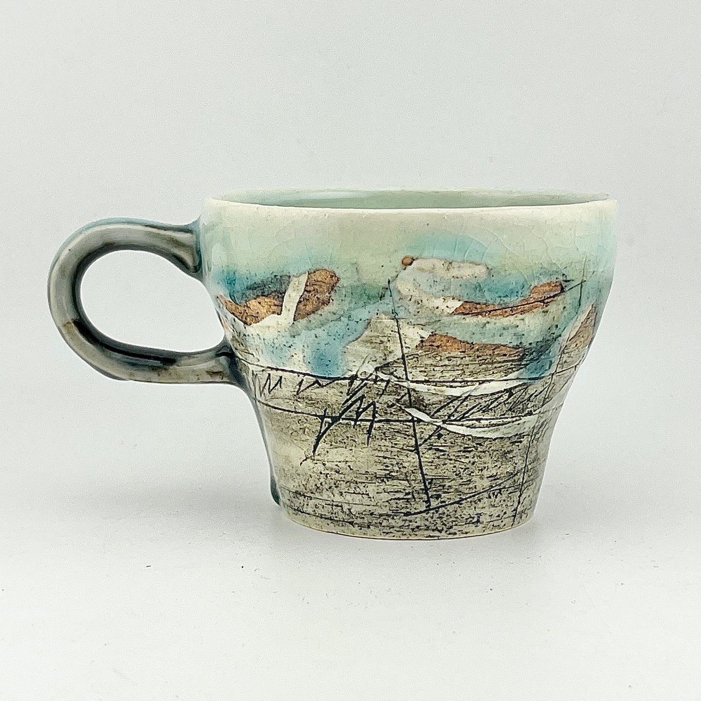 美濃焼　鶴林窯　線刻　カップ＆ソーサー