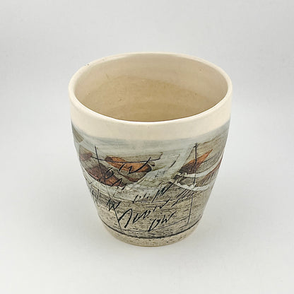 美濃焼　鶴林窯　線刻　フリーカップ