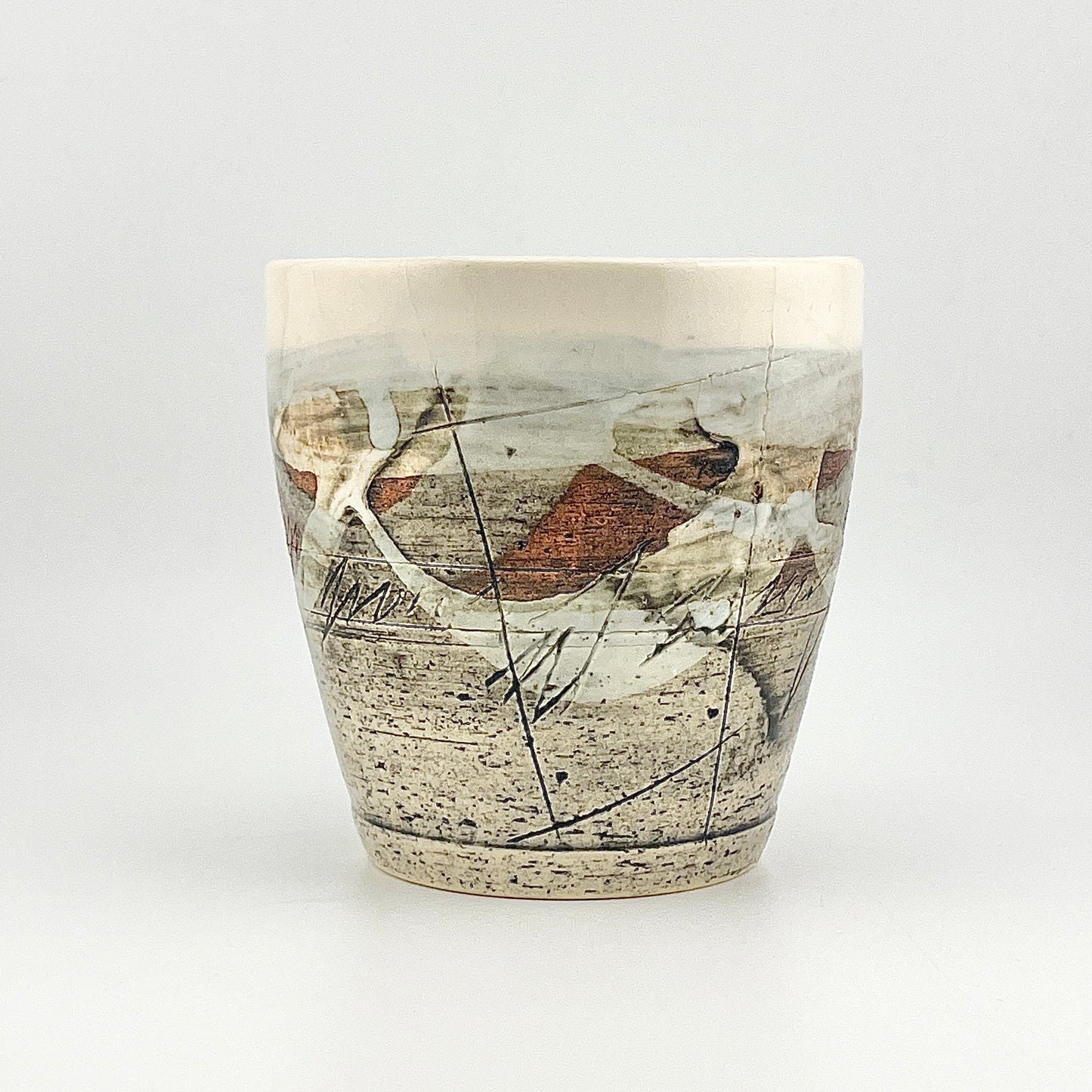 美濃焼　鶴林窯　線刻　フリーカップ