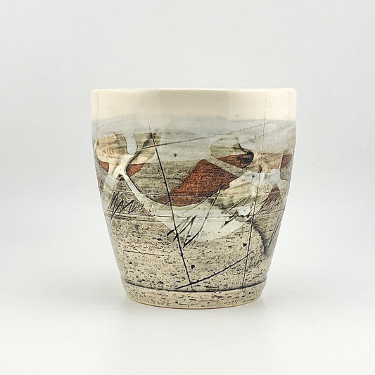 美濃焼　鶴林窯　線刻　フリーカップ