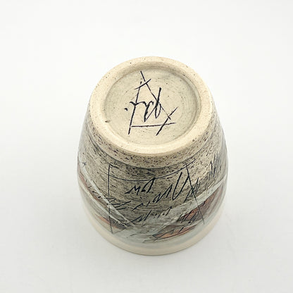 美濃焼　鶴林窯　線刻　フリーカップ