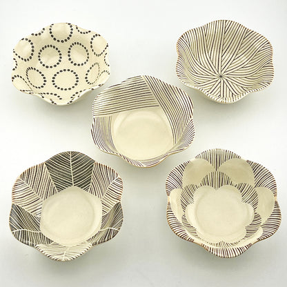 natural69　粉引釉　六方押小付