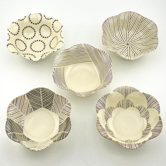 natural69　粉引釉　六方押小付