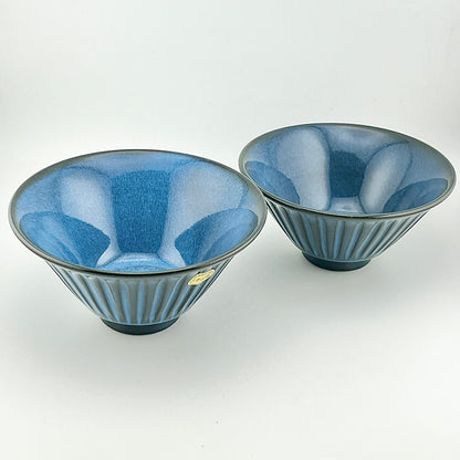 波佐見焼　利左エ門窯　ブルー彫　茶付