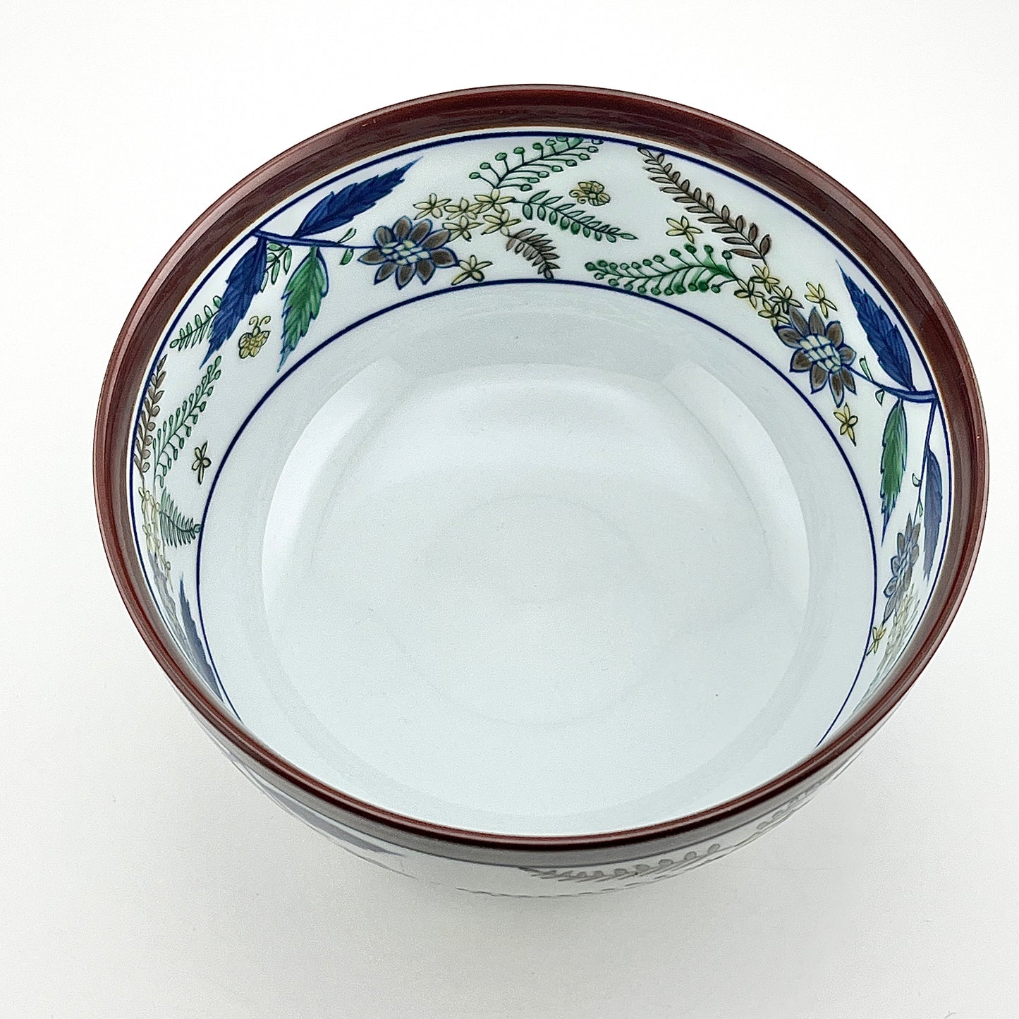 有田焼　源右衛門窯　染錦更紗手花蝶文麺鉢