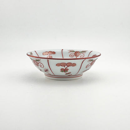 有田焼　源右衛門窯　赤絵なずな紋豆皿