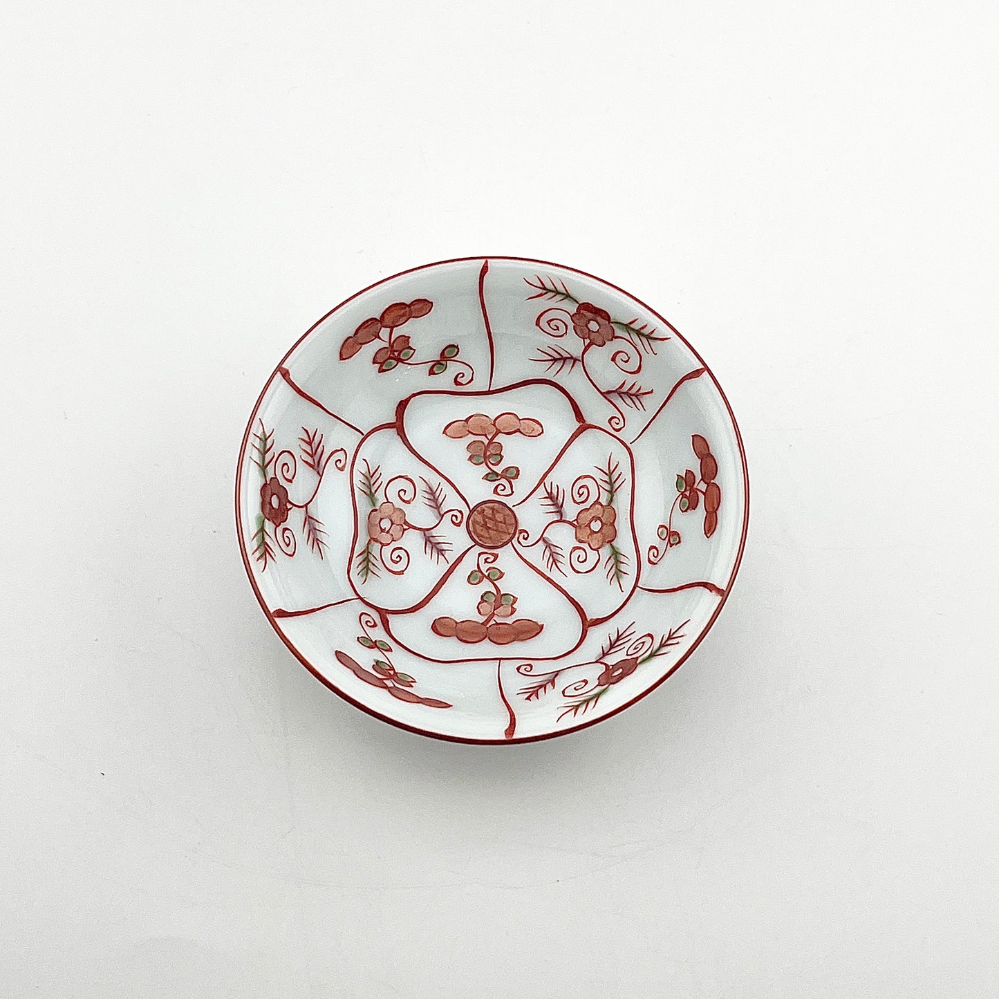 有田焼　源右衛門窯　赤絵なずな紋豆皿