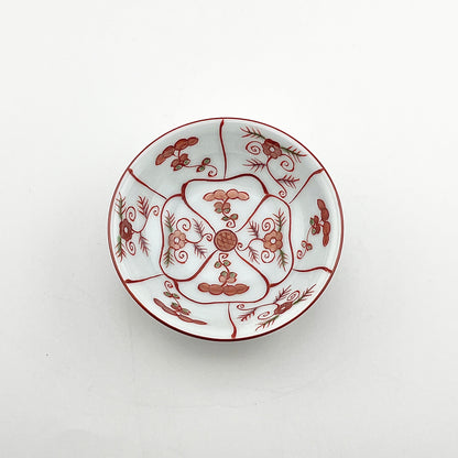 有田焼　源右衛門窯　赤絵なずな紋豆皿