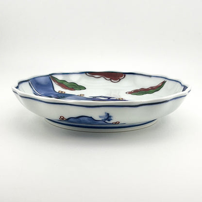 有田焼　源右衛門窯　染錦山水絵花型銘々皿