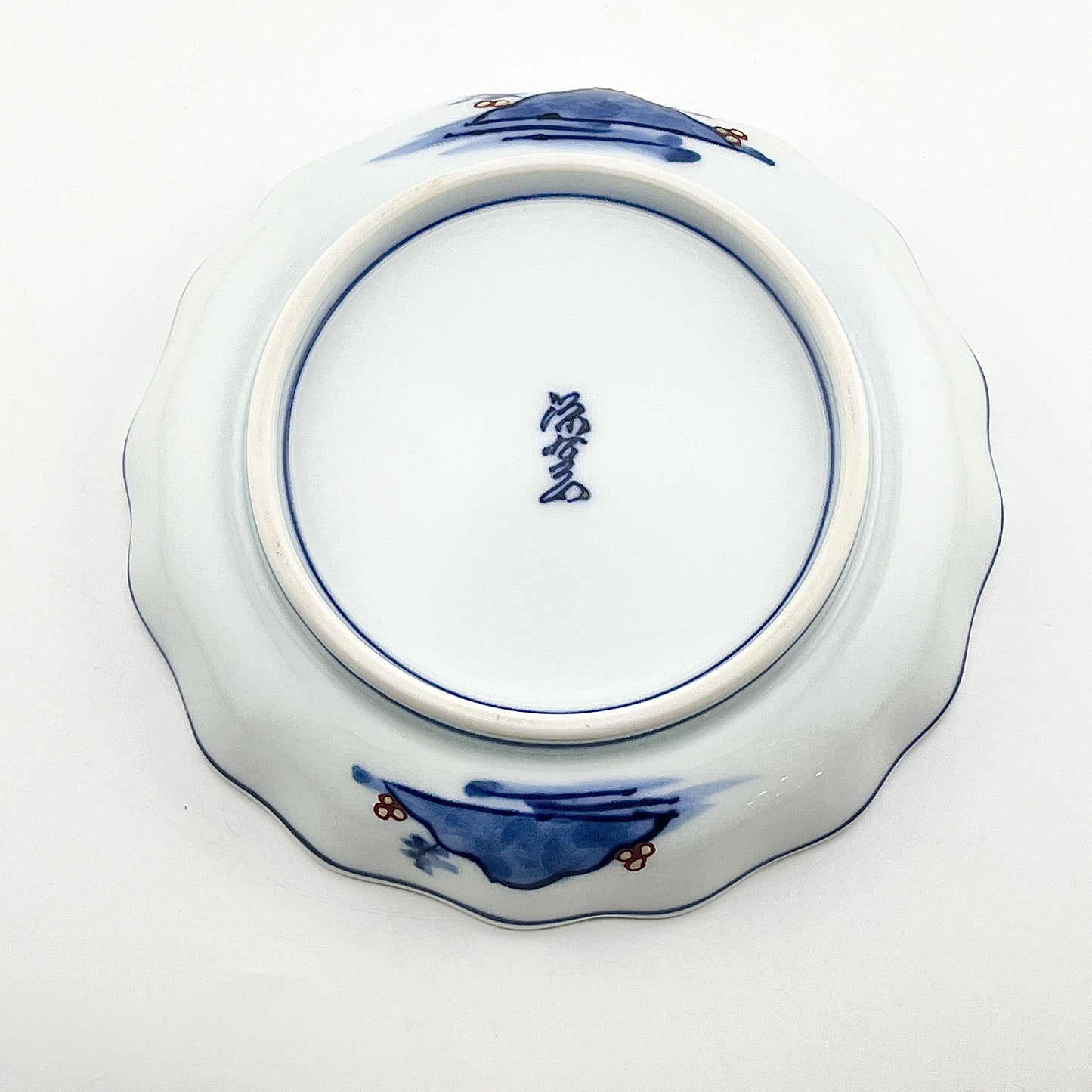 有田焼　源右衛門窯　染錦山水絵花型銘々皿