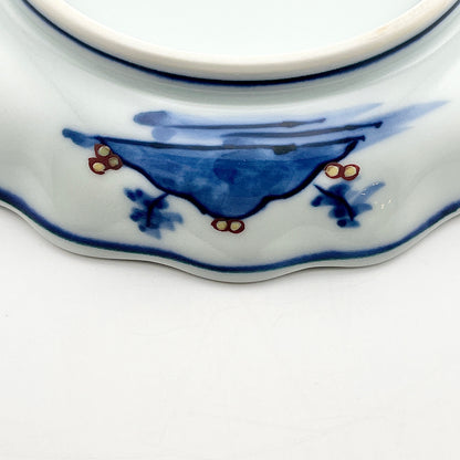 有田焼　源右衛門窯　染錦山水絵花型銘々皿