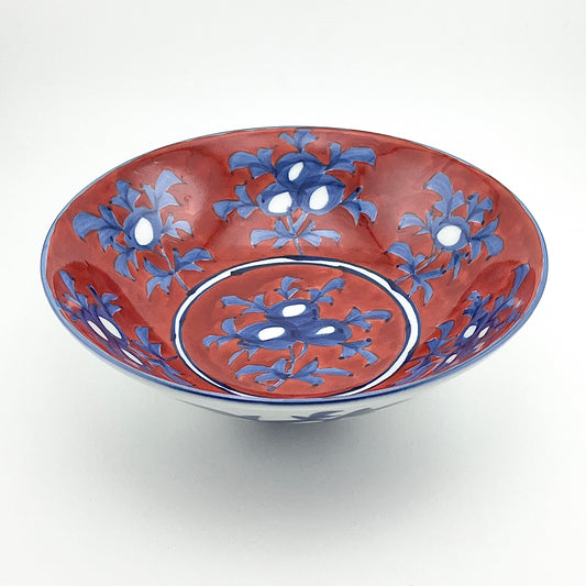 有田焼　源右衛門窯　赤濃牡丹絵(小)鉢