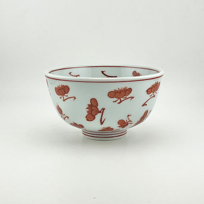 有田焼　源右衛門窯　赤絵梅花飯碗