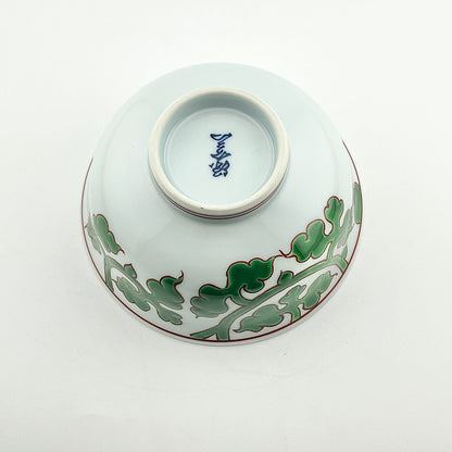 有田焼　源右衛門窯　緑彩唐草文飯碗