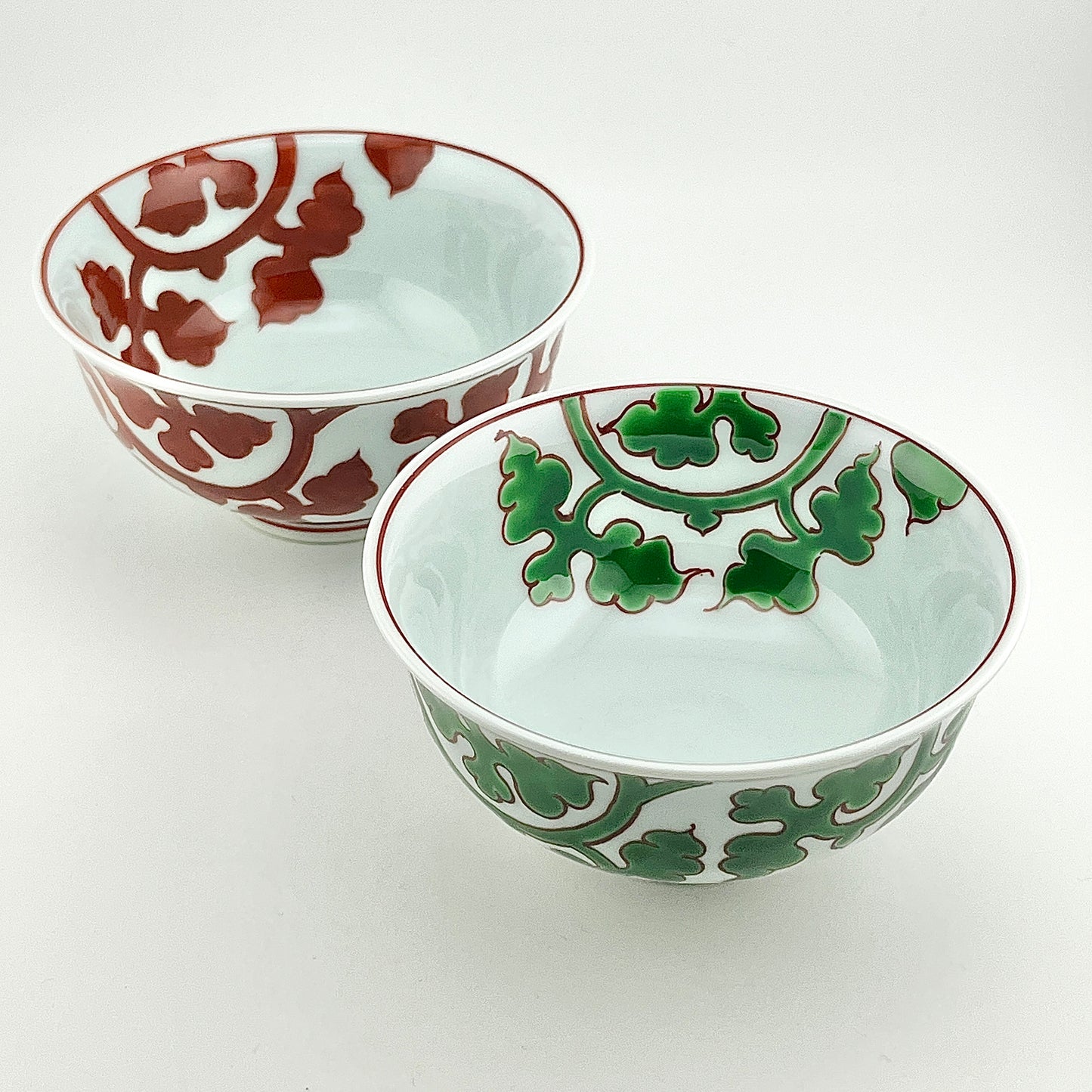 有田焼　源右衛門窯　緑彩唐草文飯碗