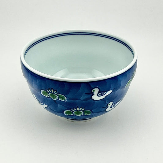 有田焼　源右衛門窯　染錦水鳥図飯碗