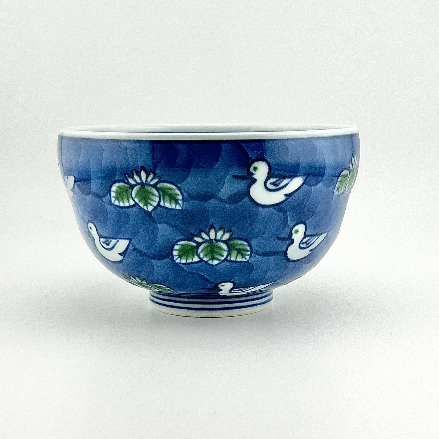 有田焼　源右衛門窯　染錦水鳥図飯碗