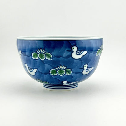 有田焼　源右衛門窯　染錦水鳥図飯碗