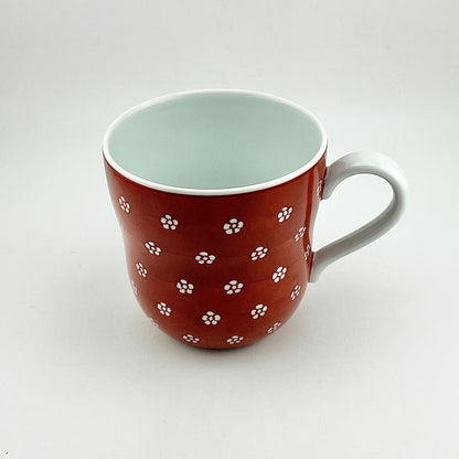有田焼　源右衛門窯　赤絵梅地紋マグカップ