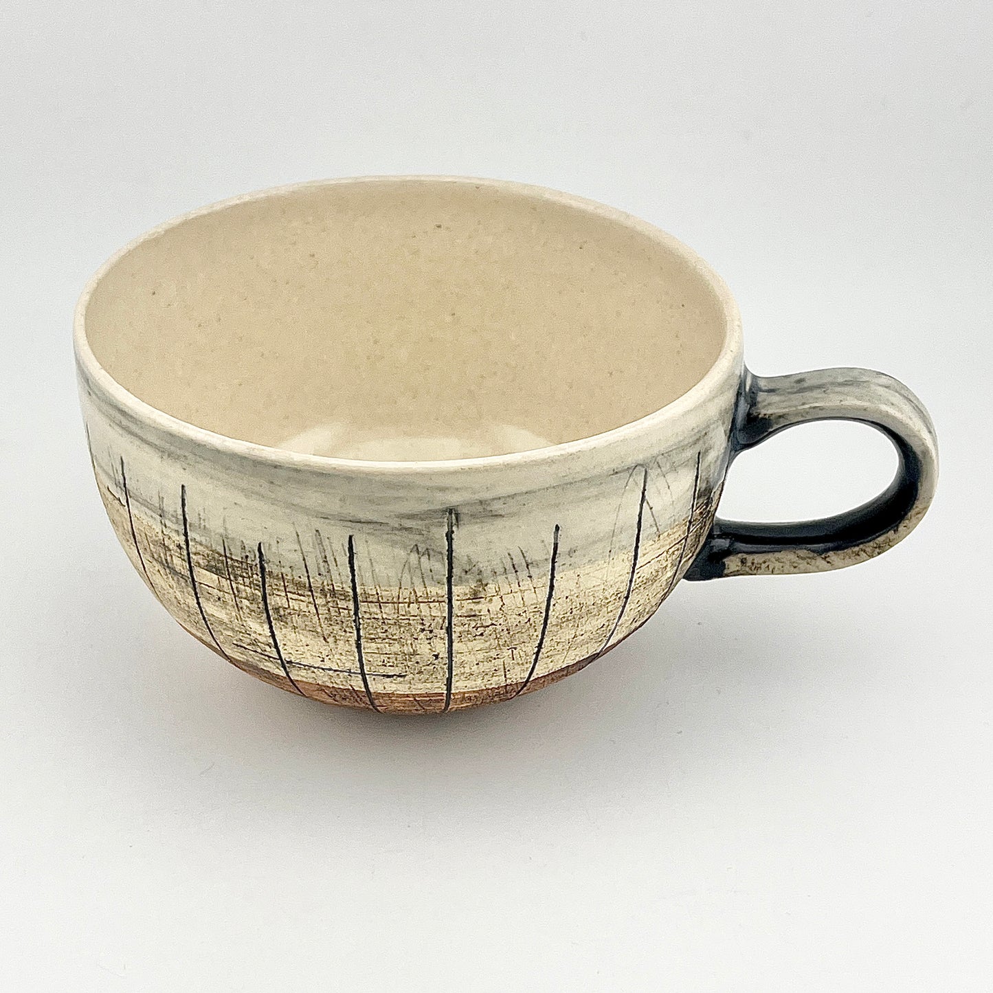 美濃焼　鶴林窯　線刻　スープカップ