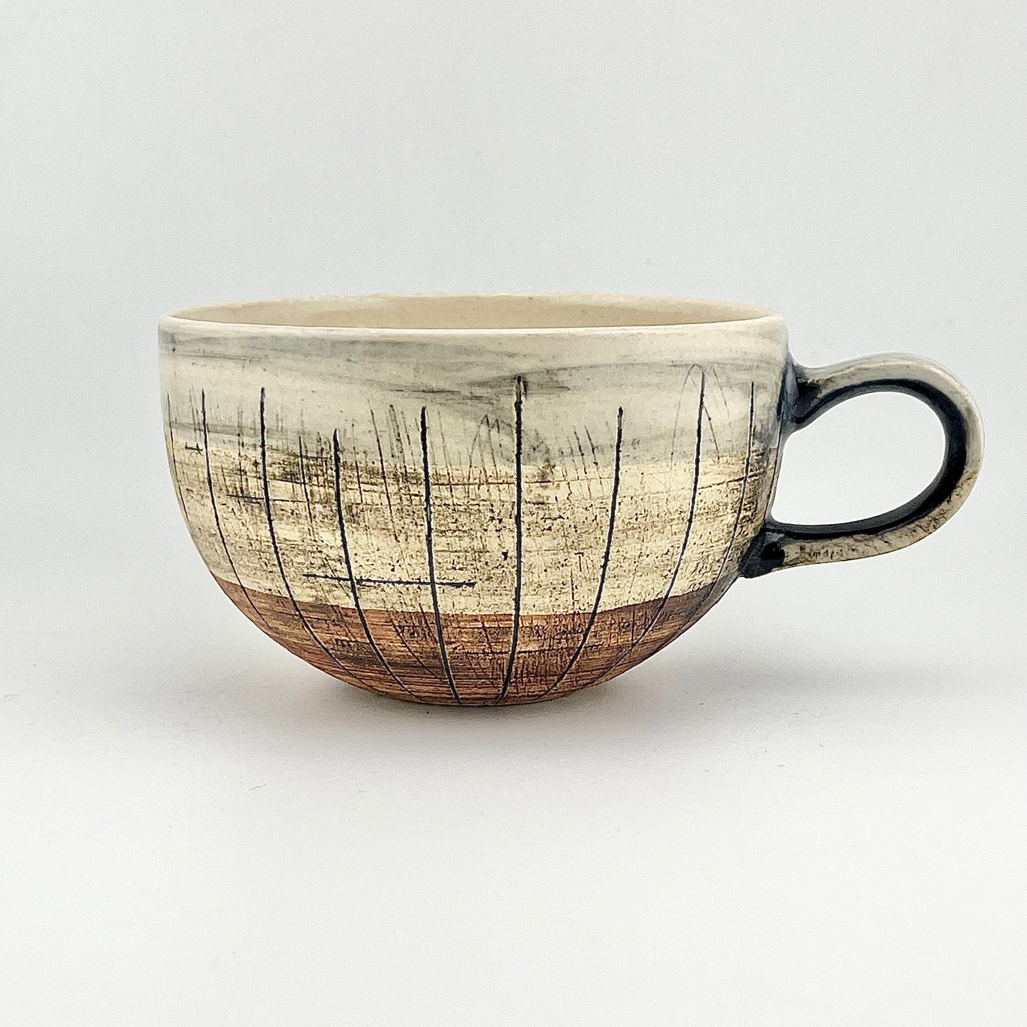 美濃焼　鶴林窯　線刻　スープカップ