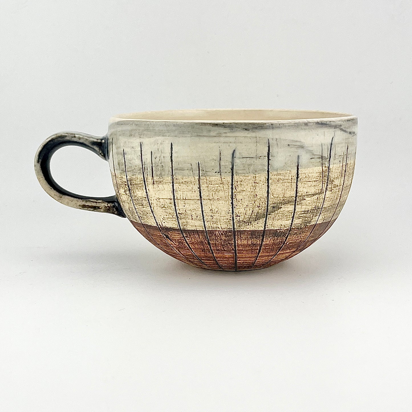 美濃焼　鶴林窯　線刻　スープカップ