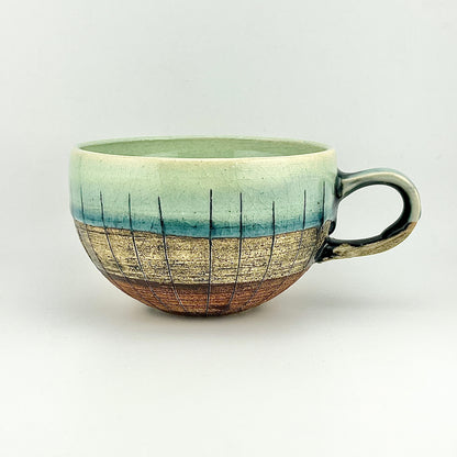 美濃焼　鶴林窯　線刻　スープカップ