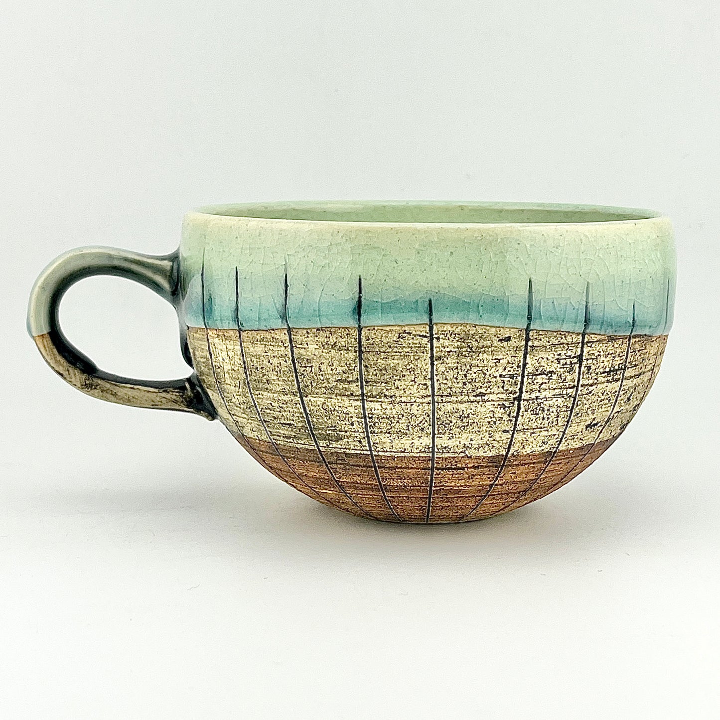 美濃焼　鶴林窯　線刻　スープカップ