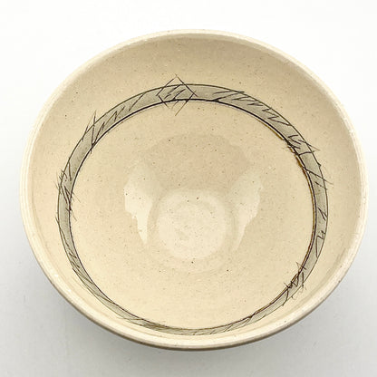 美濃焼　鶴林窯　線刻　飯碗