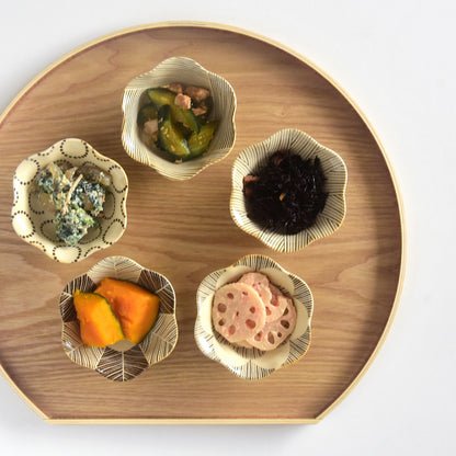 natural69　粉引釉　六方押小付